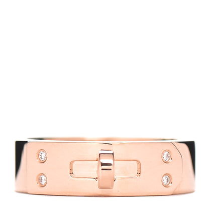 Hermes 18K Rose Gold Diamond PM Kelly Ring 46 3.75 1 of 5