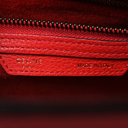 Celine Drummed Calfskin Micro Luggage Red 6 of 9