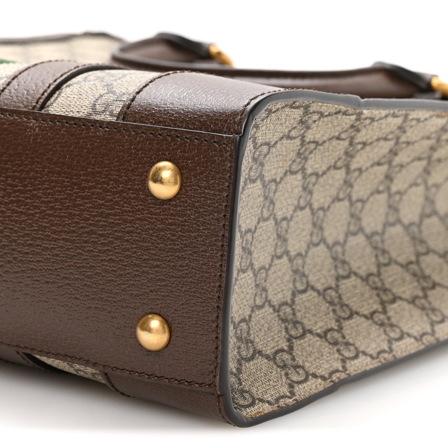GG Supreme Monogram Textured Dollar Calfskin Web Medium Ophidia Tote Bag Beige Ebony
