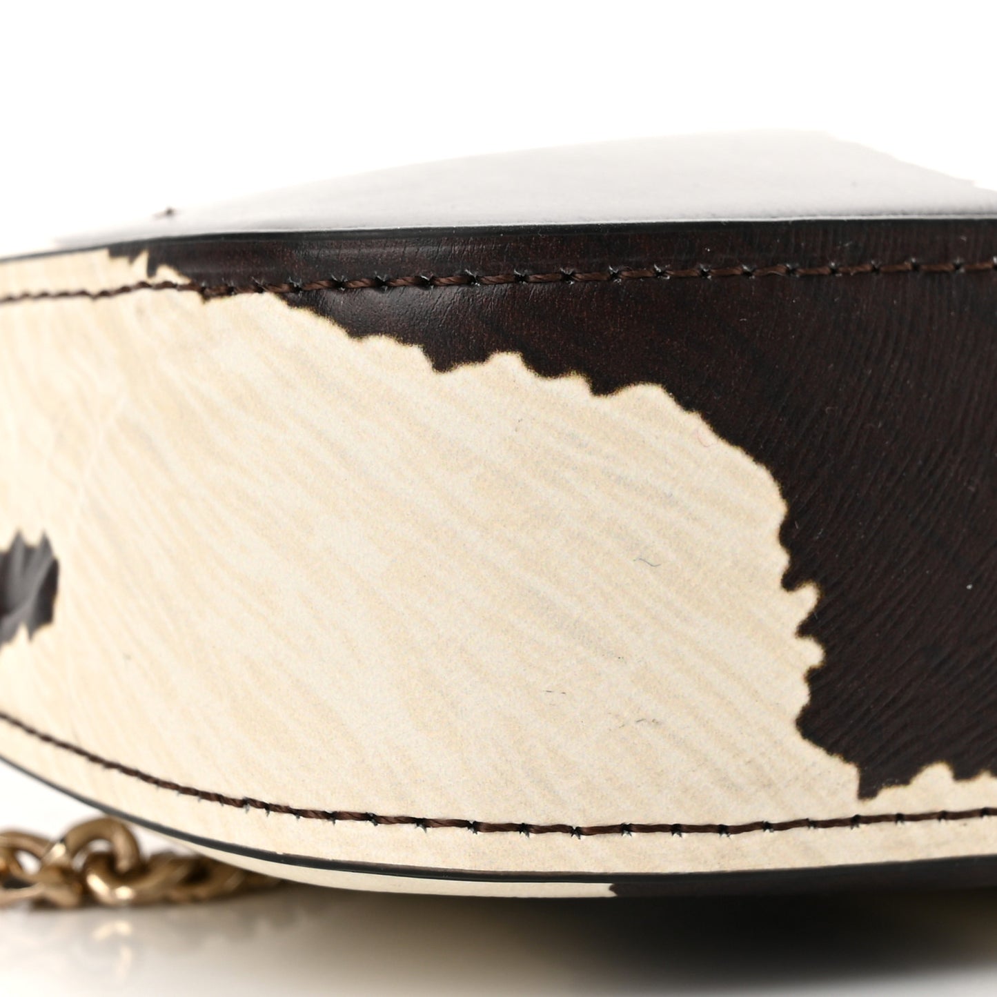 Calfskin Zebra Print Loubila Chain Clutch Dark Brown