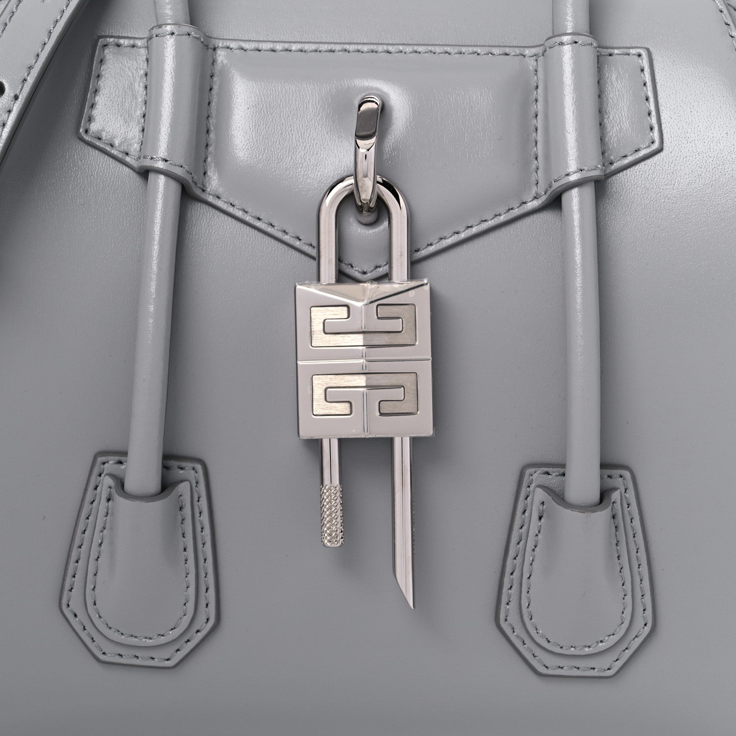 Givenchy Box Calfskin Mini Lock Antigona Shoulder Bag Cloud Grey 8 of 10