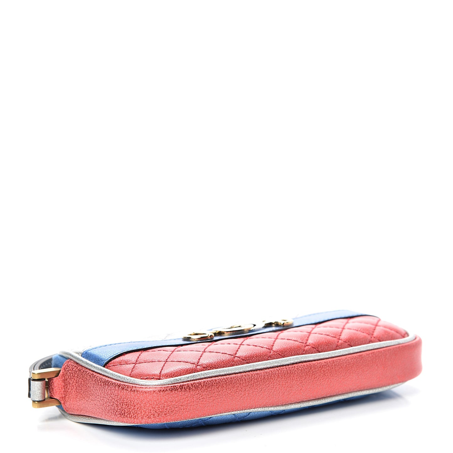 Laminated Nappa Trapuntata Zumi iPhone Case Rosso Marine Argento