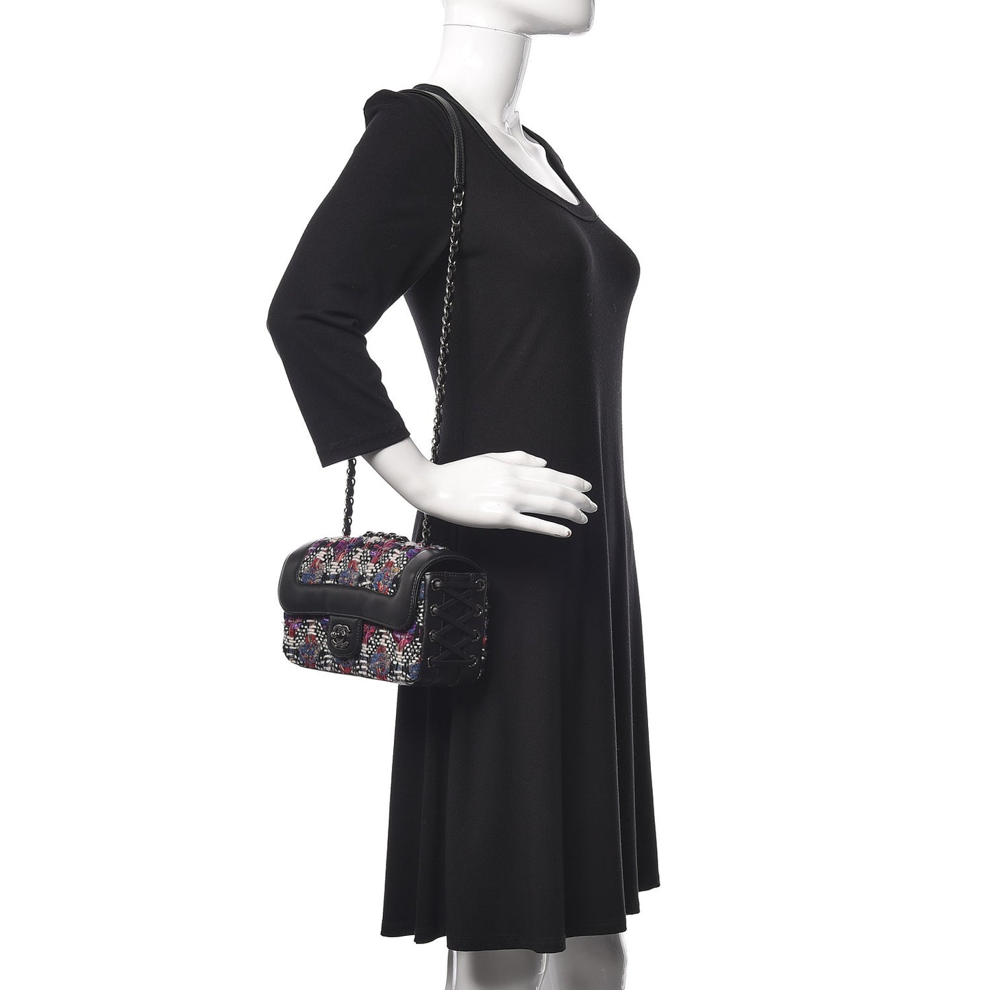 Tweed Quilted Calfskin Coco Corset Flap Multicolor