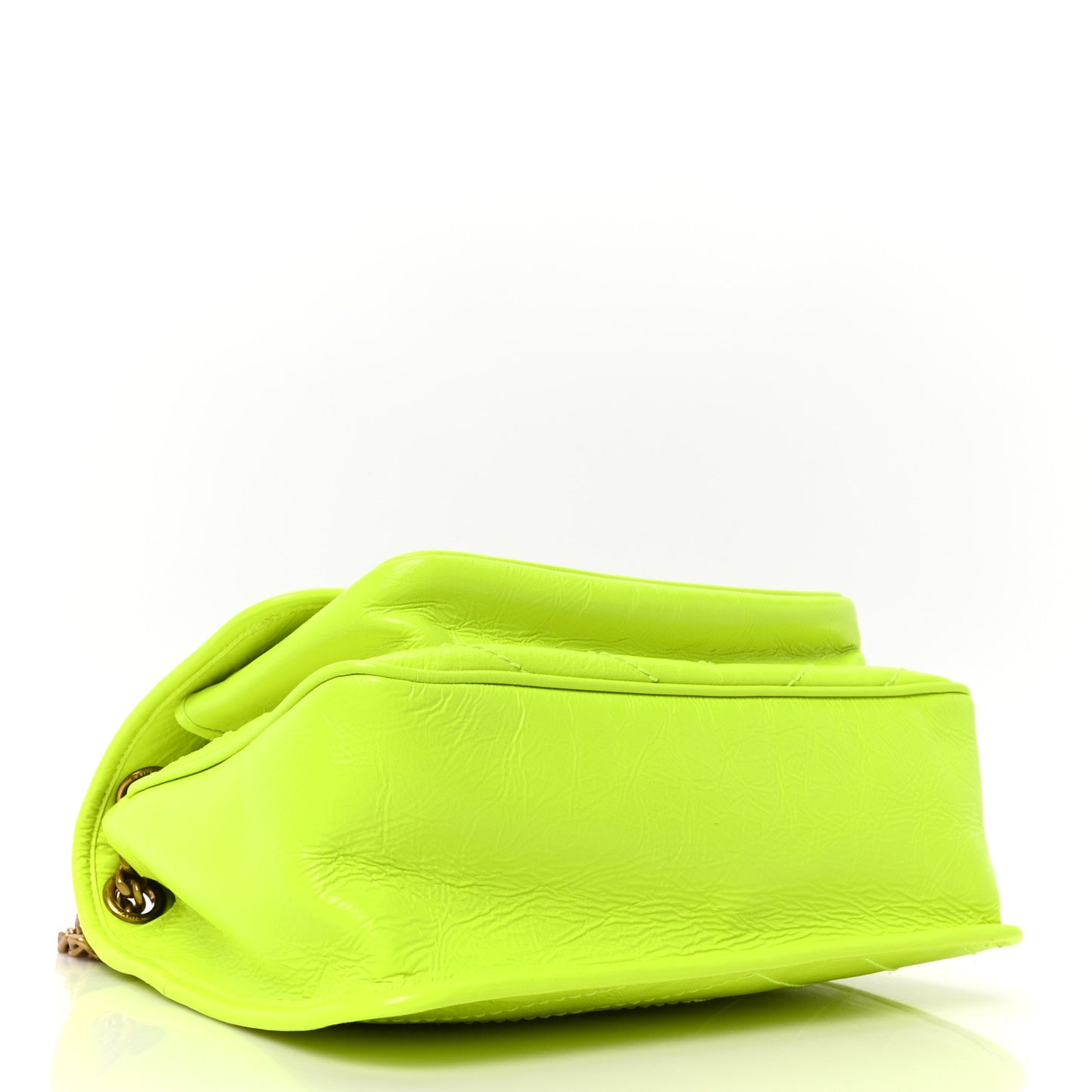Crinkled Calfskin Matelasse Monogram Medium Niki Chain Satchel Neon Yellow