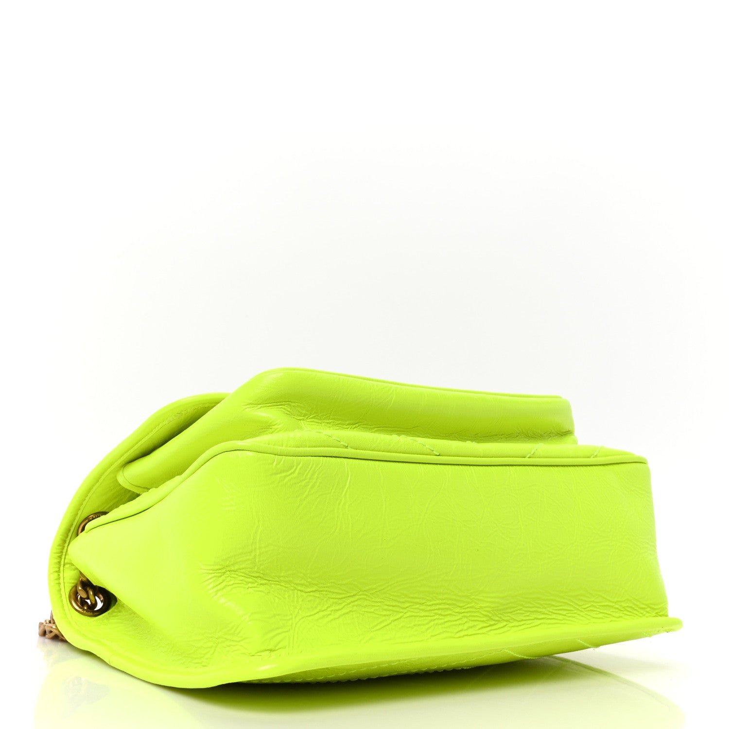 Saint Laurent Crinkled Calfskin Matelasse Monogram Medium Niki Chain Satchel Neon Yellow 4 of 9