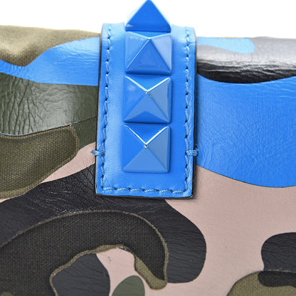 Valentino Garavani Nappa Canvas Camouflage Medium Glam Lock Rockstud Flap Blue Fluo 13 of 13
