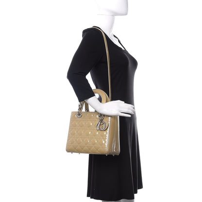Christian Dior Patent Cannage Medium Lady Dior Beige 2 of 10