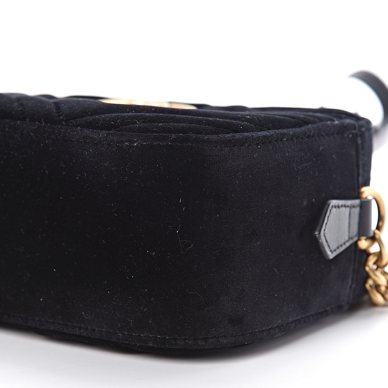 Gucci Velvet Matelasse Small GG Marmont Chain Shoulder Bag Black 10 of 11