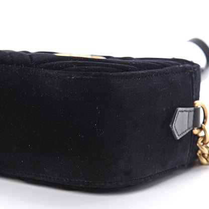 Gucci Velvet Matelasse Small GG Marmont Chain Shoulder Bag Black 10 of 11