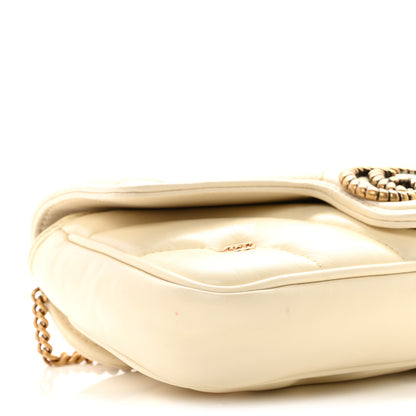 Gucci Calfskin Matelasse Double G Studs Mini Torchon GG Marmont Shoulder Bag White 10 of 11