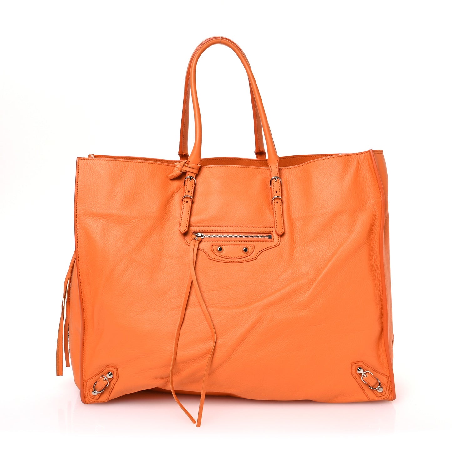 Veau Papier A4 Zip Around Tote Mandarine