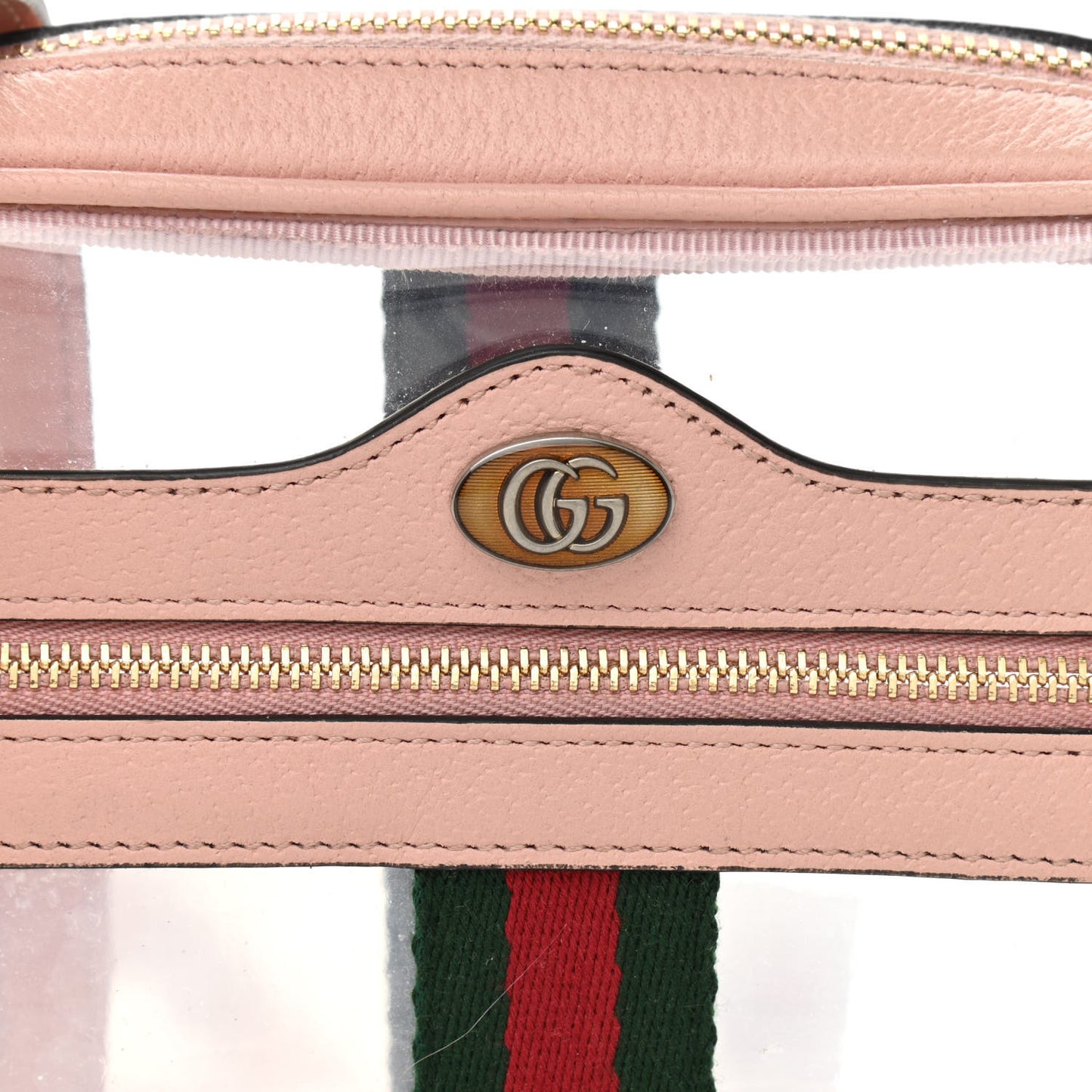 Vinyl Web Mini Ophidia Transparent Shoulder Bag Perfect Pink