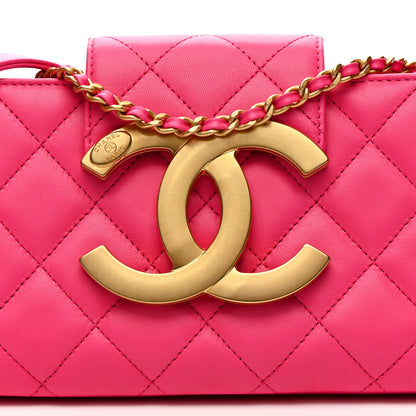 Chanel Lambskin Quilted Giant CC Baguette Bag Fuchsia 8 of 11