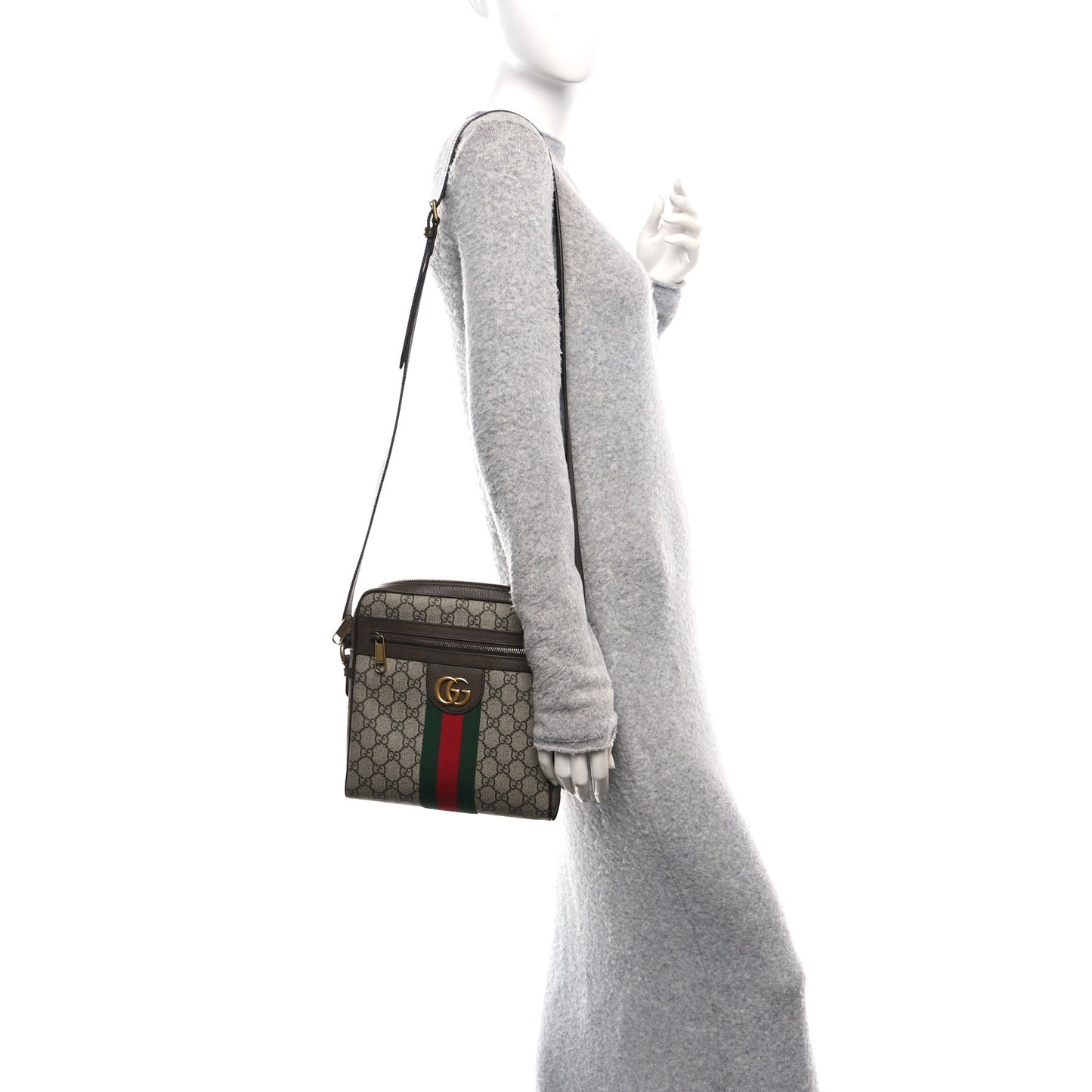 GG Supreme Monogram Web Small Ophidia Messenger Bag Brown