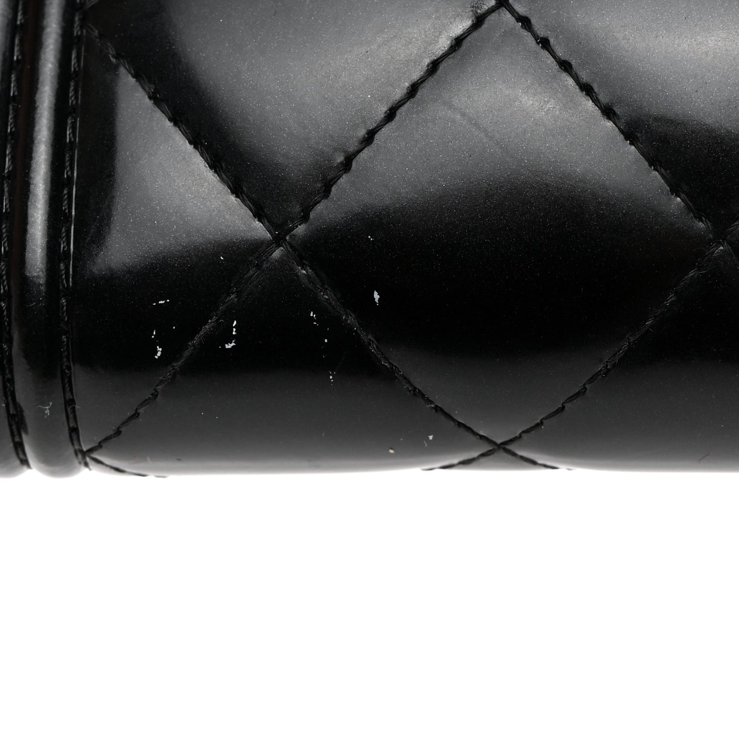 Patent Calfskin Quilted Boy L-Gusset Zip Wallet Black