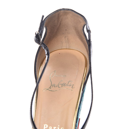 Christian Louboutin Patent Loubi Zeppa 140 Wedges 38.5 Black Red 10 of 20