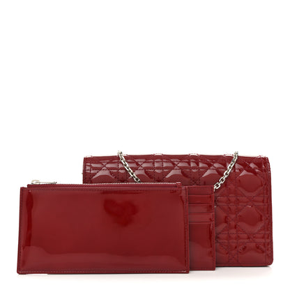 Christian Dior Patent Cannage Lady Dior Clutch Red 3 of 16