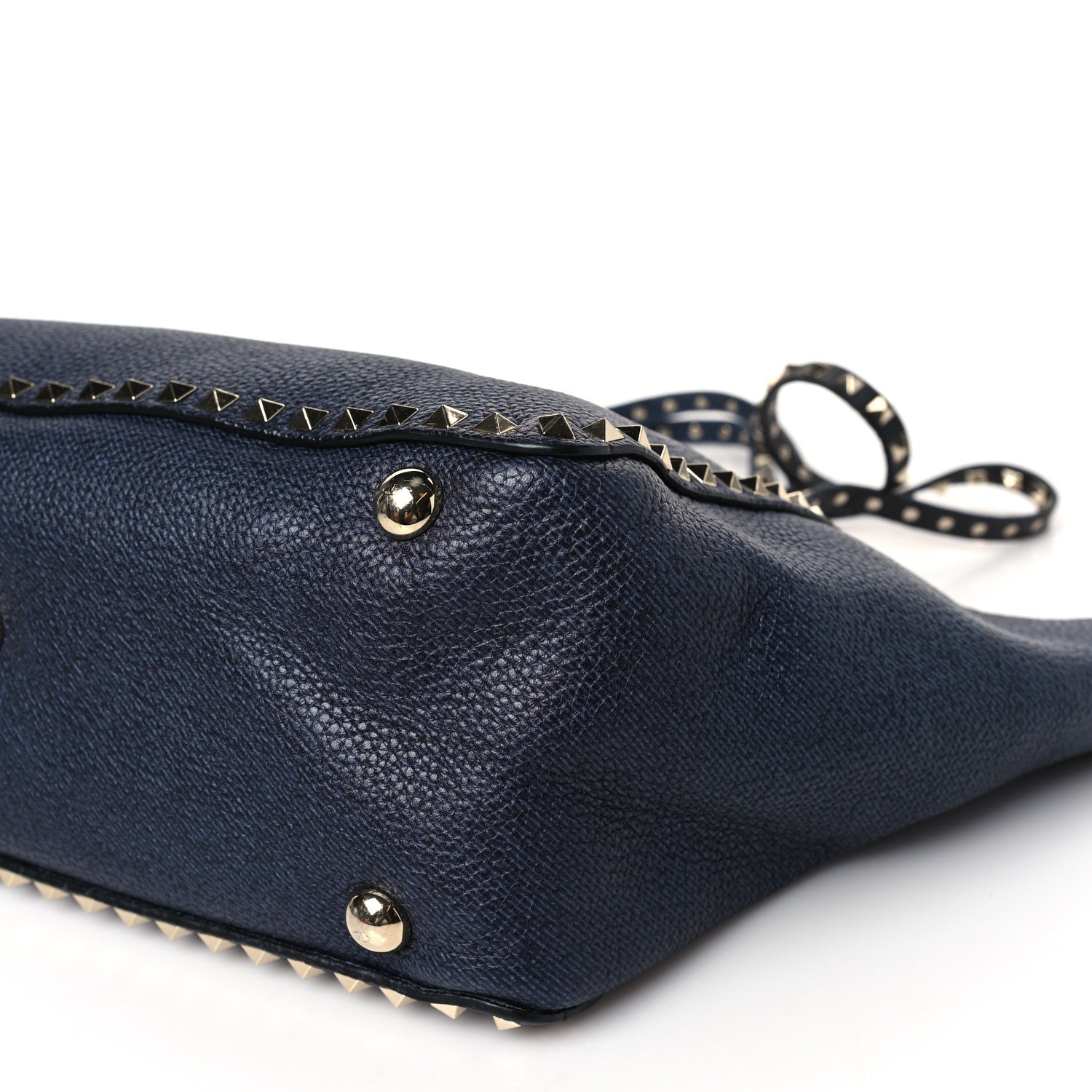 Valentino Garavani Pebbled Calfskin Medium Rockstud Tote Deep Denim 8 of 9