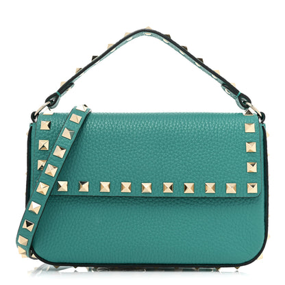 Valentino Garavani Grainy Calfskin Rockstud Crossbody Pouch Ultra Marine Green 1 of 8