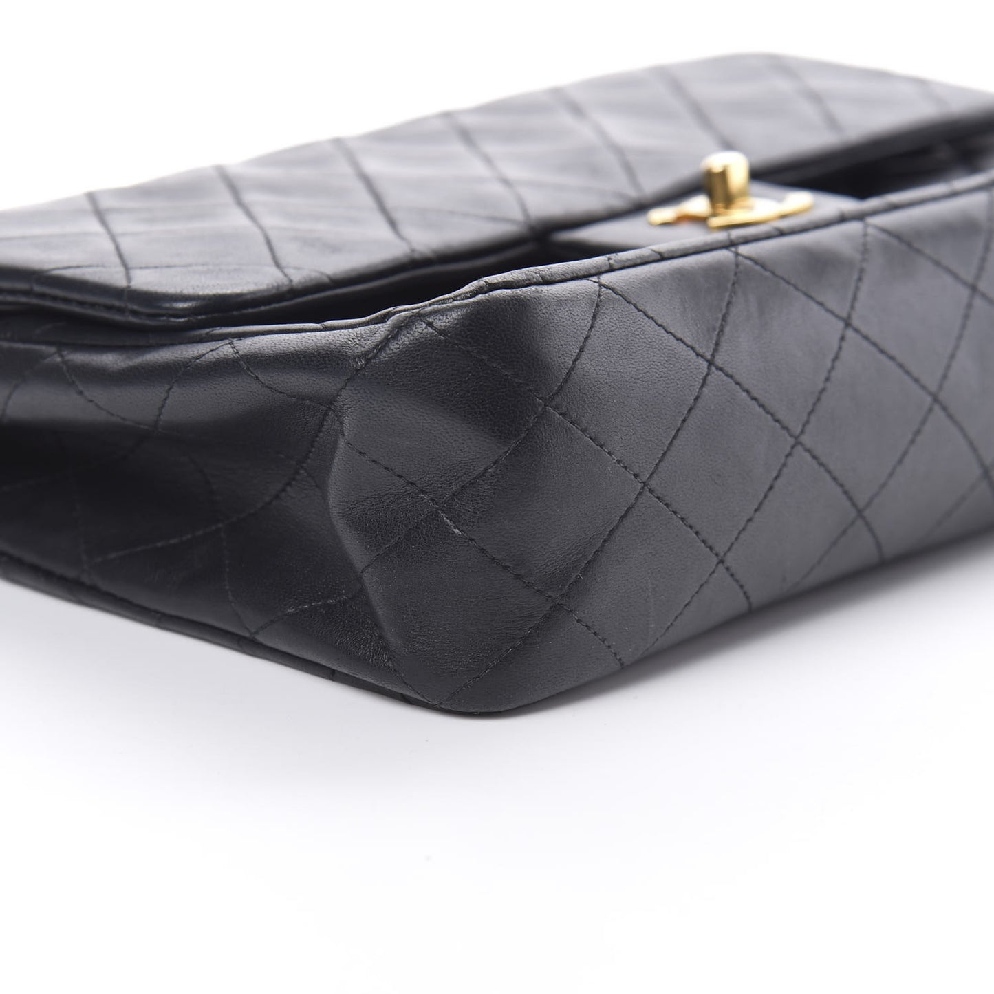 Lambskin Quilted Medium Double Flap Navy