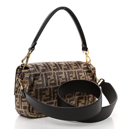 Fendi Vitello King Beaded Zucca Baguette Moro Black 3 of 3