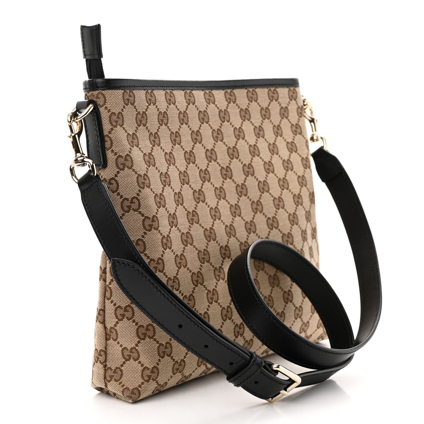 GG Monogram Web Flat Messenger Bag Black