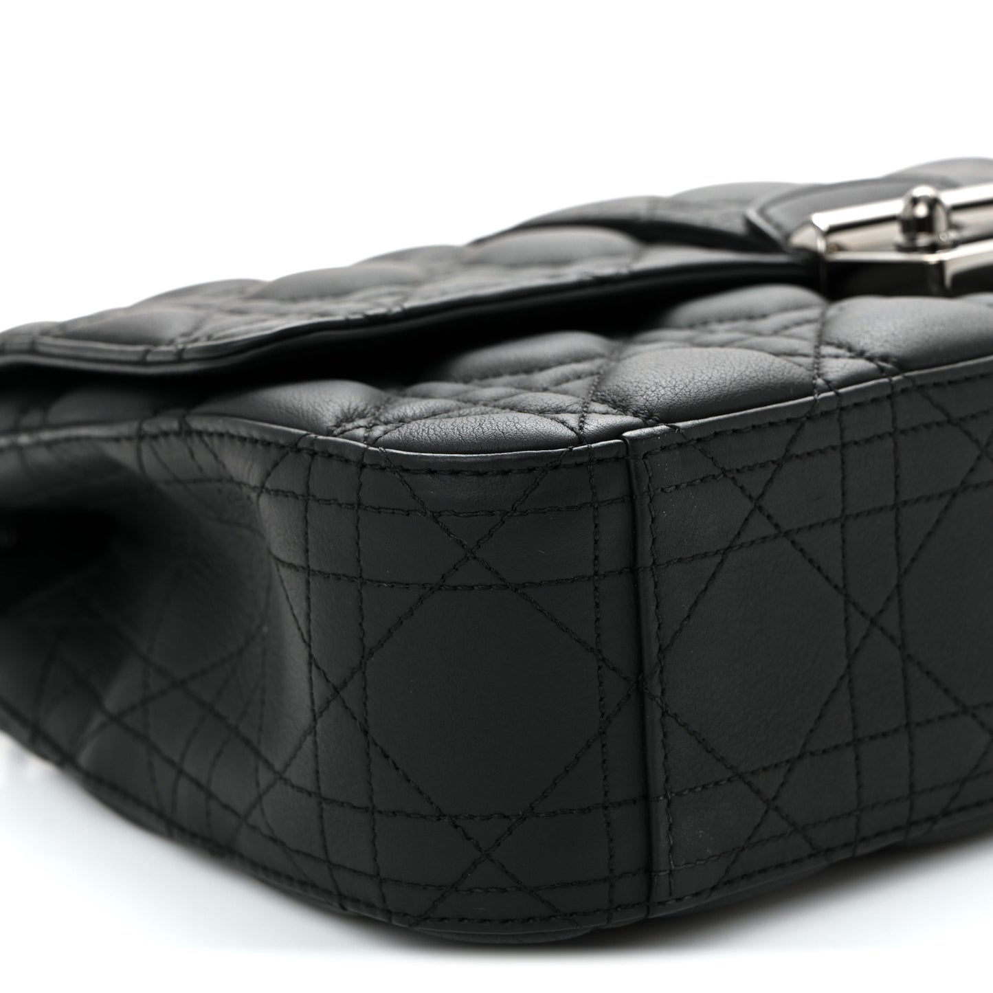 Ultra Matte Calfskin Cannage Medium Miss Dior Flap Black