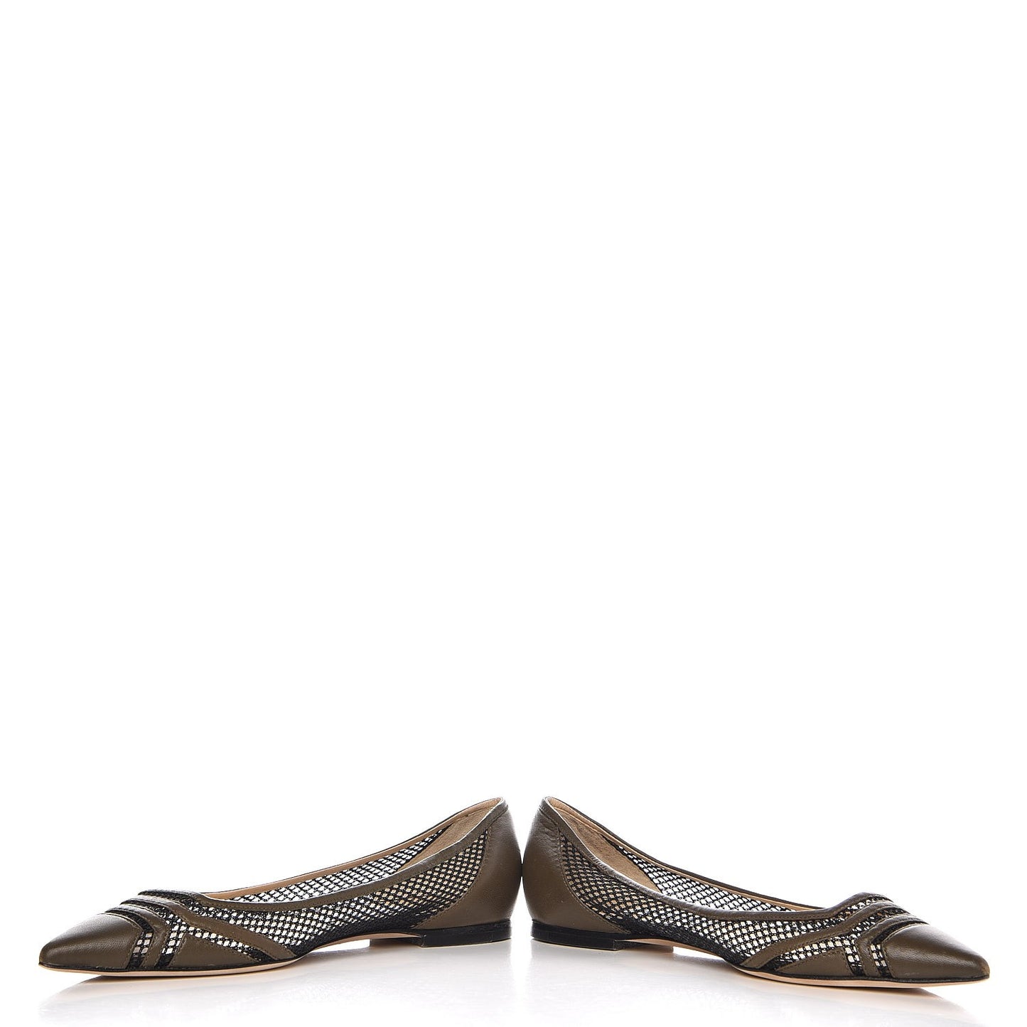 Nappa Mesh Hettie Pointy Toe Flats 38 Green