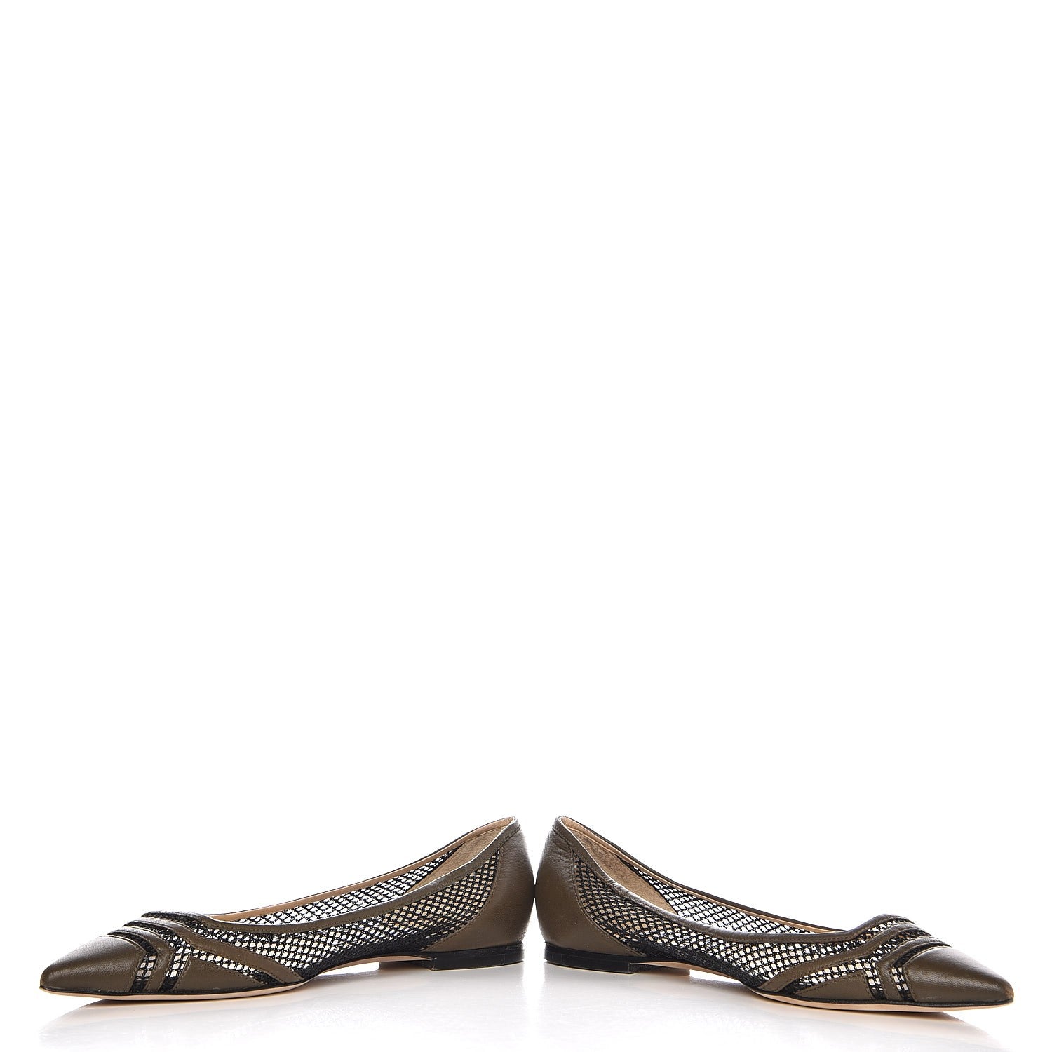 Jimmy Choo Nappa Mesh Hettie Pointy Toe Flats 38 Green 10 of 11