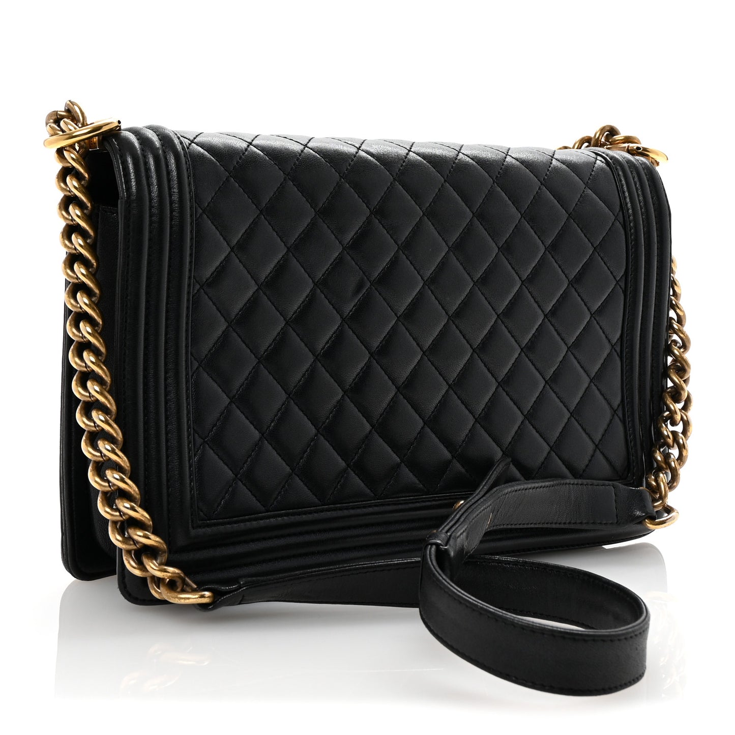 Lambskin Quilted New Medium Boy Flap Black