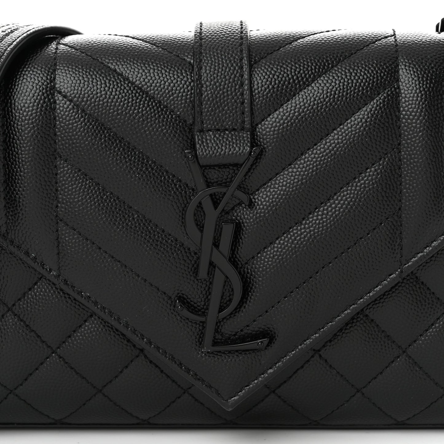 Grain De Poudre Textured Mixed Matelasse Triquilt Small Monogram Monochrome Satchel Black
