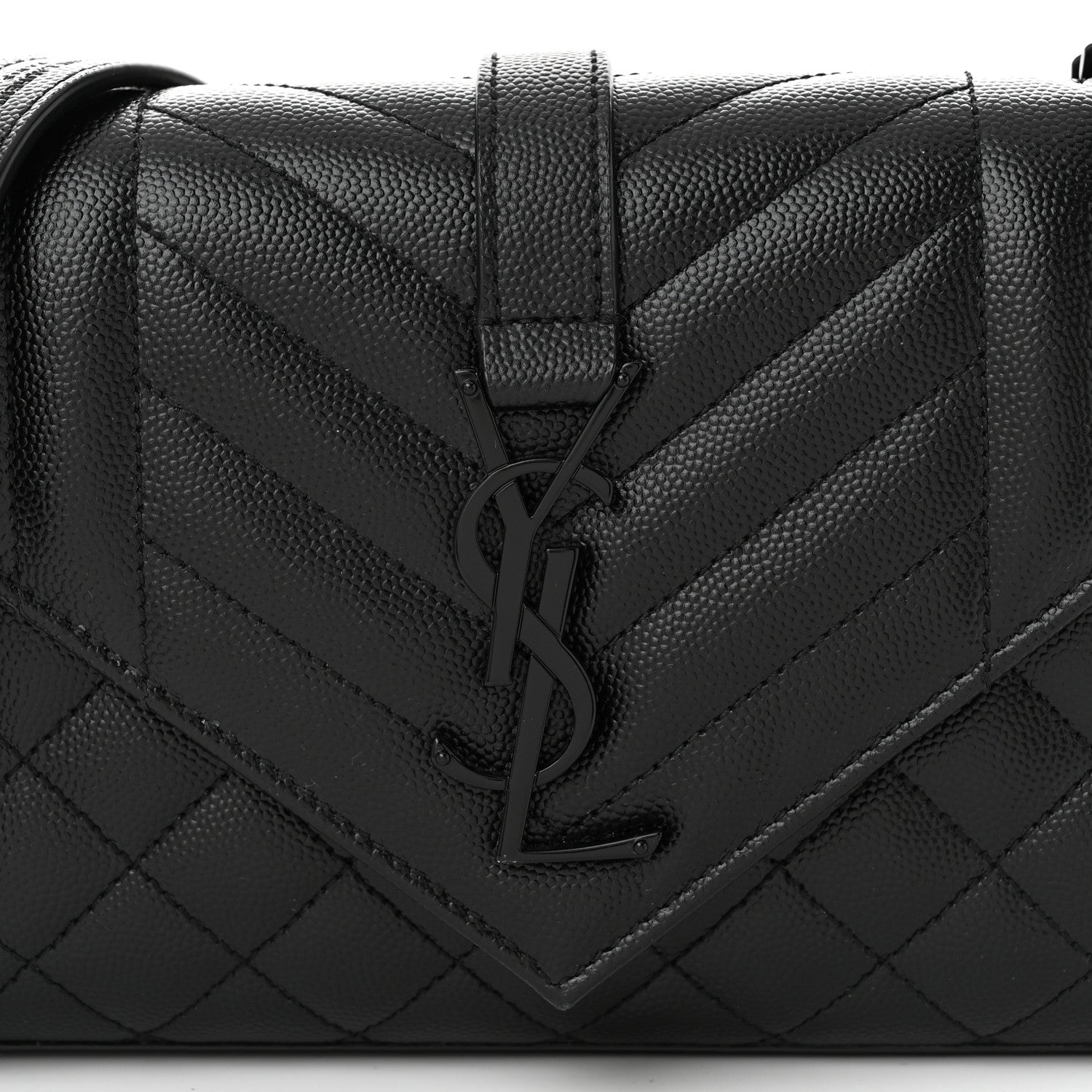 Saint Laurent Grain De Poudre Textured Mixed Matelasse Triquilt Small Monogram Monochrome Satchel Black 7 of 9
