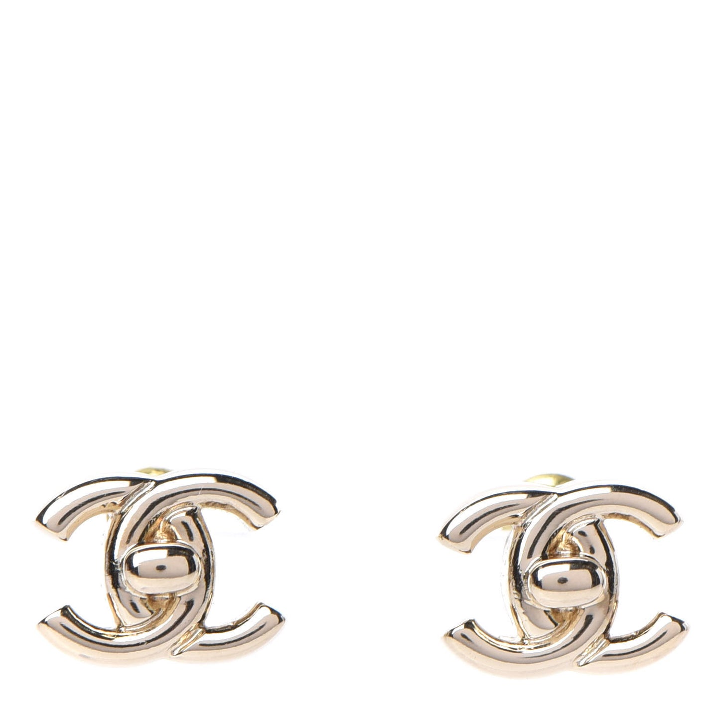 Metal CC Turnlock Earrings Gold