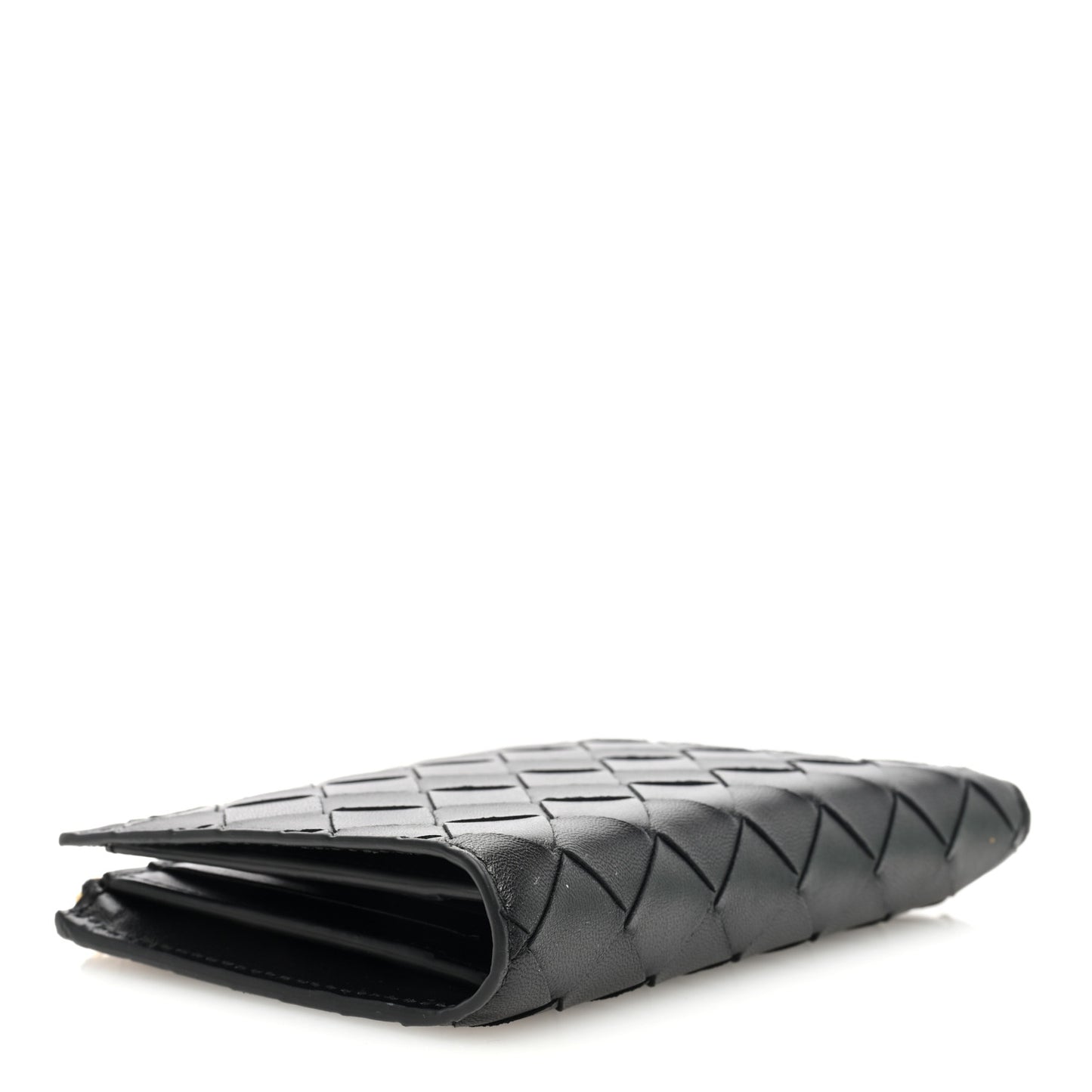 Nappa Intrecciato Medium Bi-Fold Zip Wallet Black