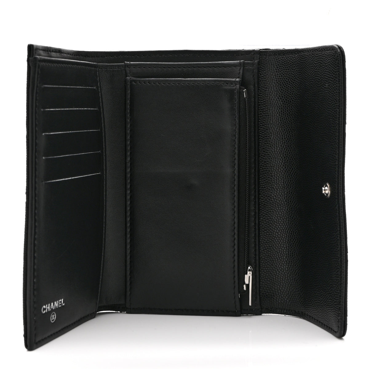 Caviar Quilted Coco Chanel CC Medium Flap Wallet Black