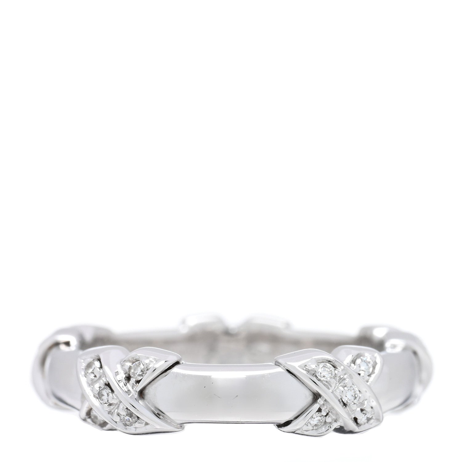 Tiffany 18K White Gold Diamond Signature X Ring 51 5.75 1 of 4