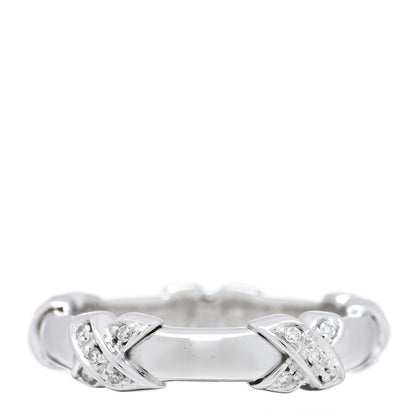 Tiffany 18K White Gold Diamond Signature X Ring 51 5.75 1 of 4