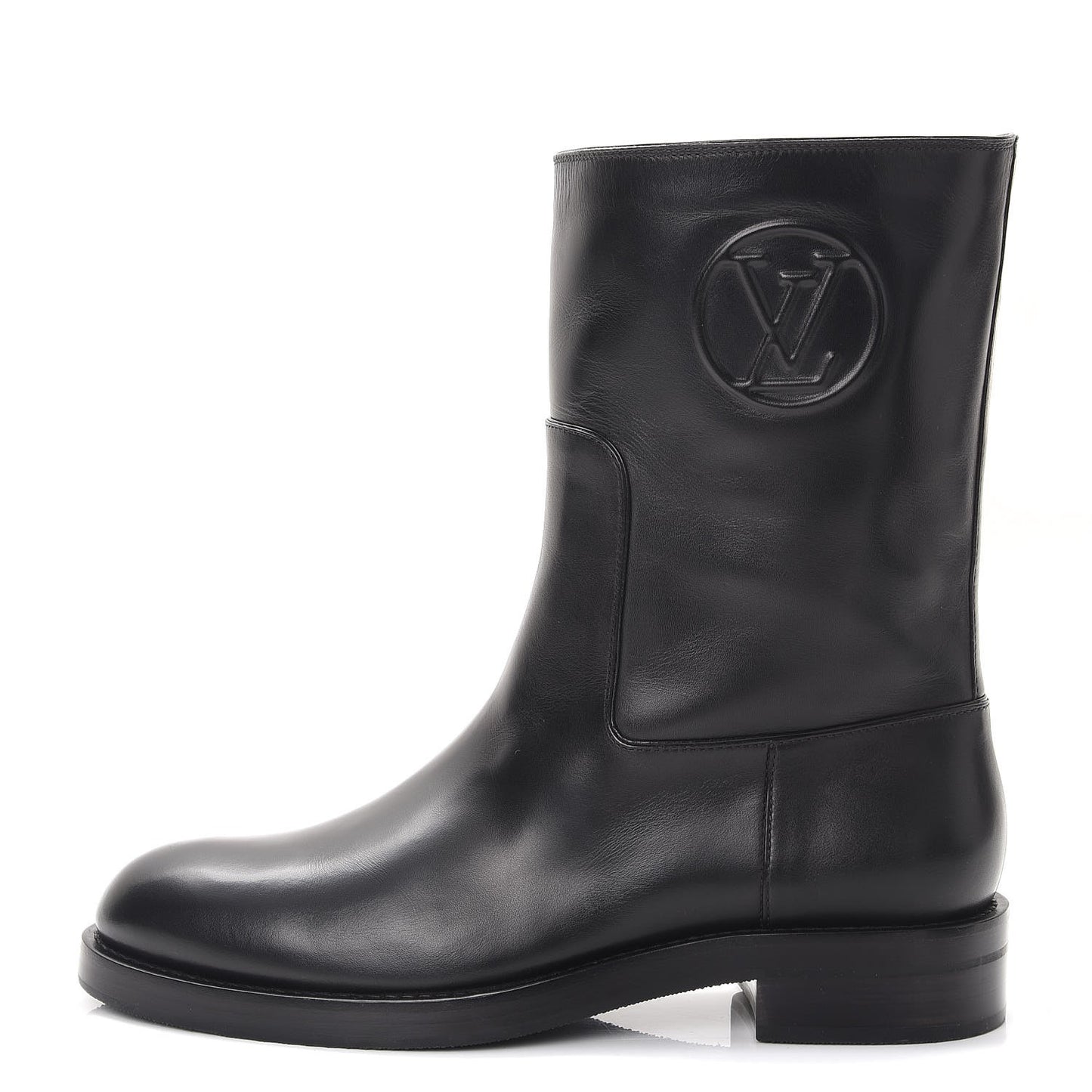 Calfskin Overdrive Flat Half Boots 39 Black