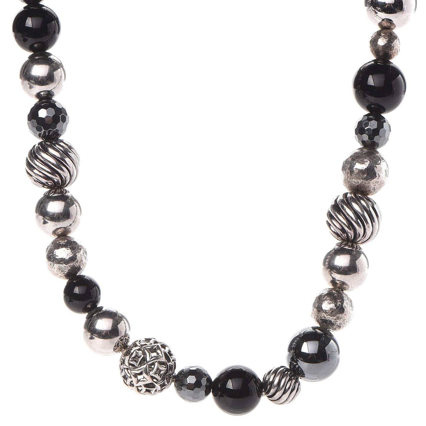 Sterling Silver Black Onyx Hematite Elements Long Toggle Necklace