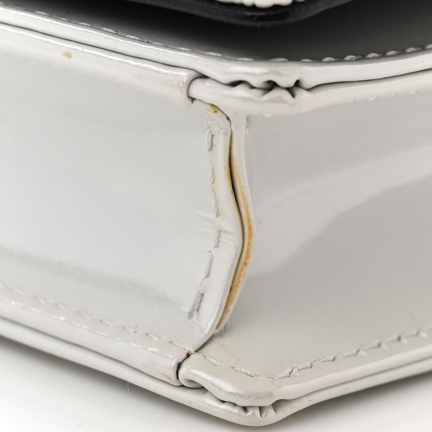 Christian Dior Patent Micro-Cannage Diorama Wallet on Chain Pouch Metallic White 11 of 11