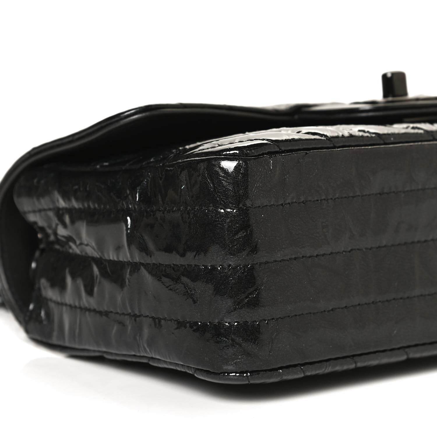 Chanel Patent Metallic Crumpled Calfskin Chevron Quilted Mini Rectangular Flap So Black 8 of 12