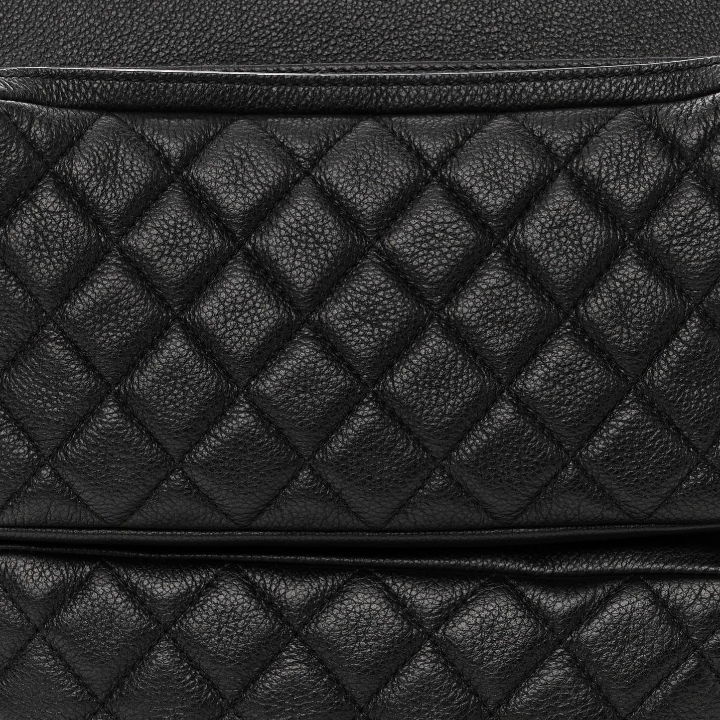 Grained Calfskin Quilted Large Casual Rock Backpack Black