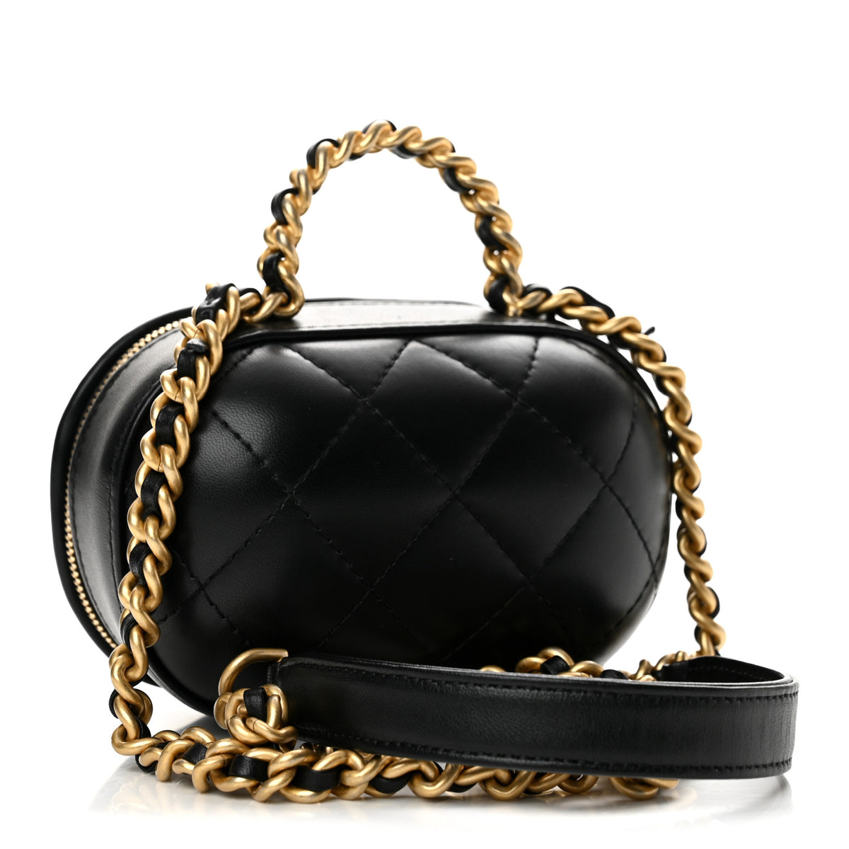 Lambskin Quilted Small CC Bubble Vanity Case Black