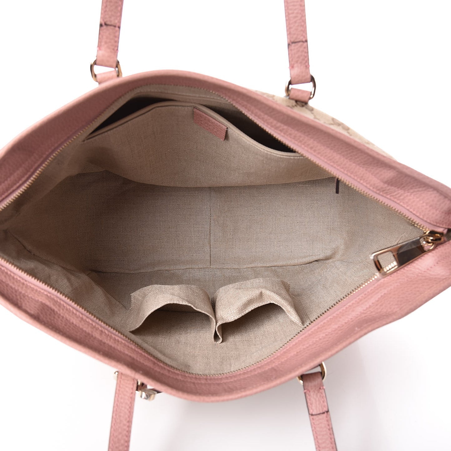 Monogram Bree Zippered Tote Beige Soft Pink