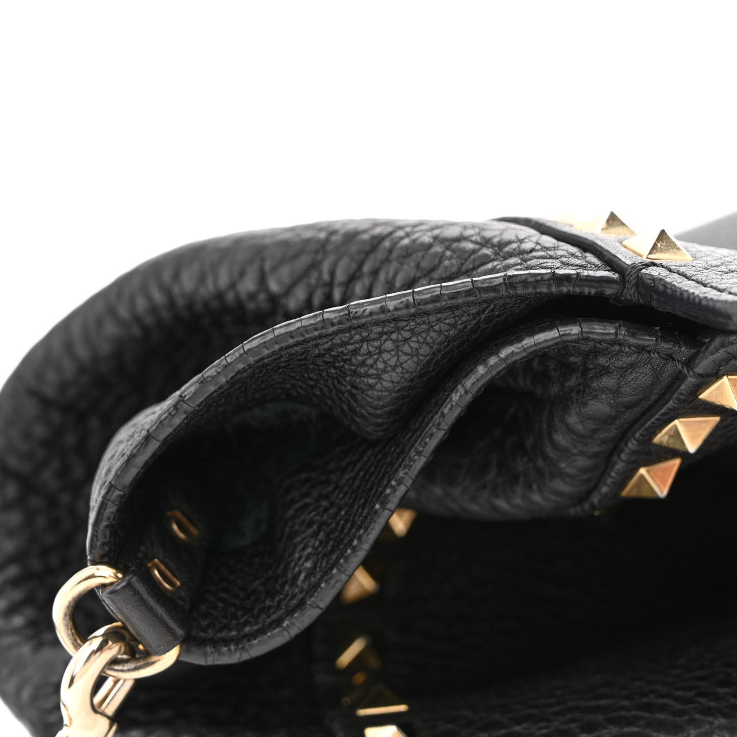 Pebbled Calfskin Medium Rockstud Tote Black