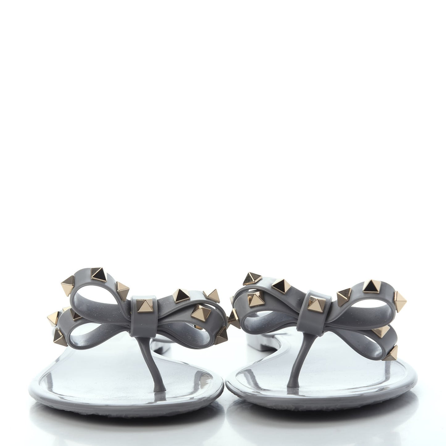 PVC Jelly Rockstud Bow Thong Sandals 40 Pastel Grey
