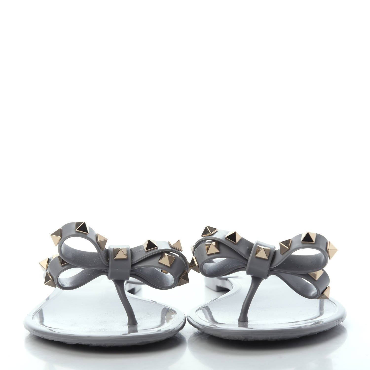 Valentino Garavani PVC Jelly Rockstud Bow Thong Sandals 40 Pastel Grey 2 of 4