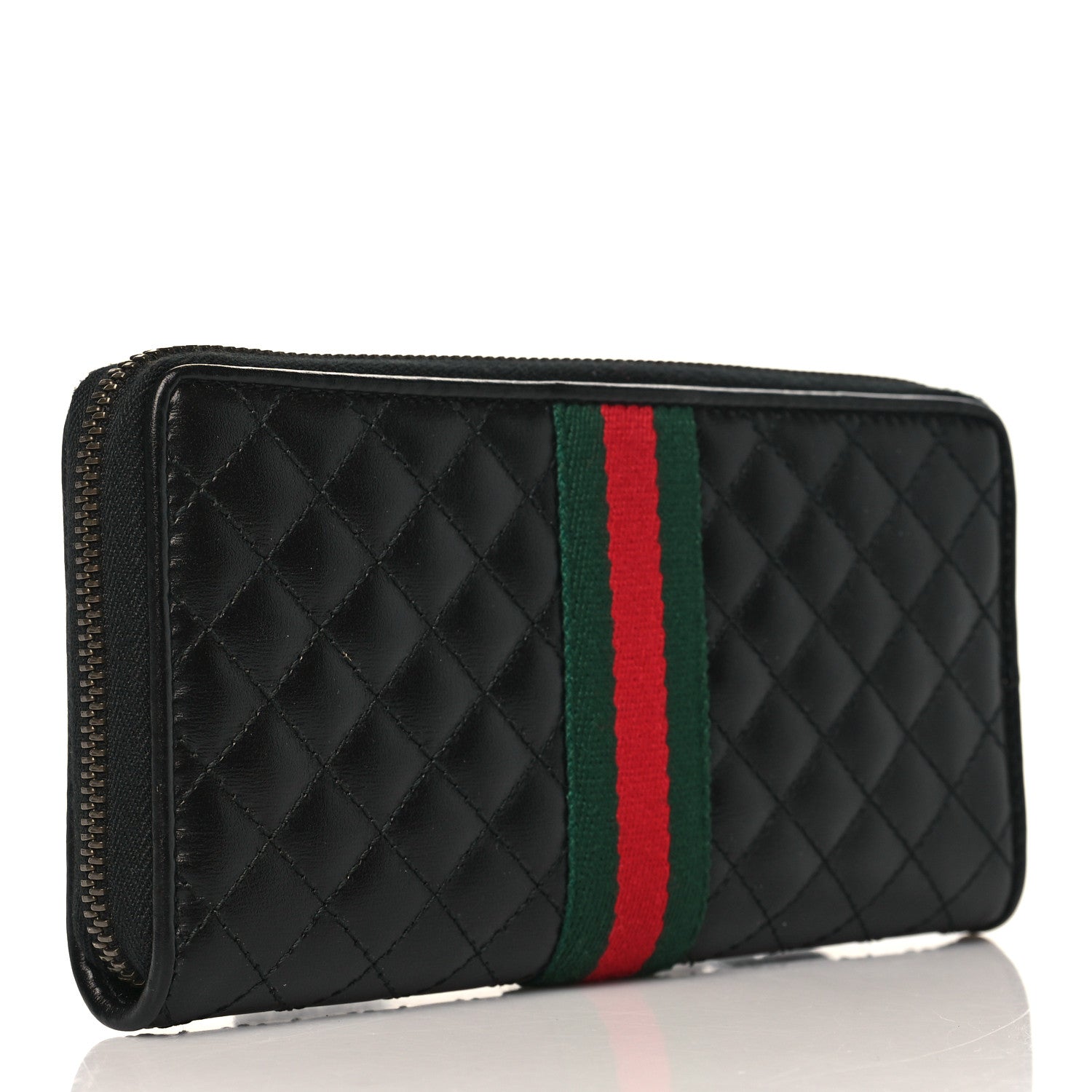Gucci Calfskin Web Trapuntata GG Zip Around Wallet Black 3 of 6
