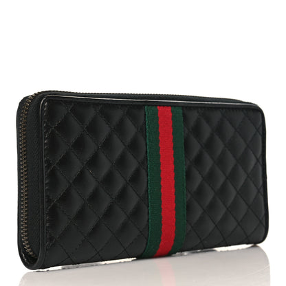 Gucci Calfskin Web Trapuntata GG Zip Around Wallet Black 3 of 6