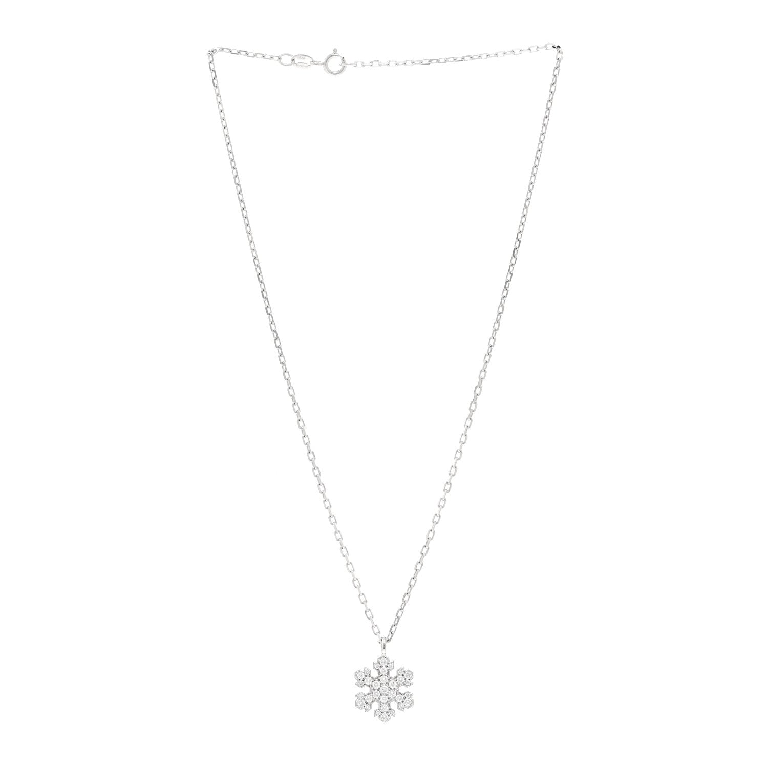 Bulgari 18K White Gold Diamond Snowflake Pendant Necklace 3 of 4